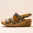 El Naturalista LEAVES Wedge Sandal Natural Grain Leather Khaki Online now