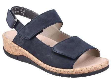 Rieker Pazifik Sandal Leather Navy Hot on Sale