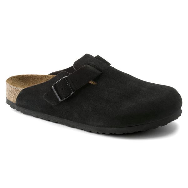 Birkenstock Boston Regular Fit Soft Footbed Suede Leather Black Online now