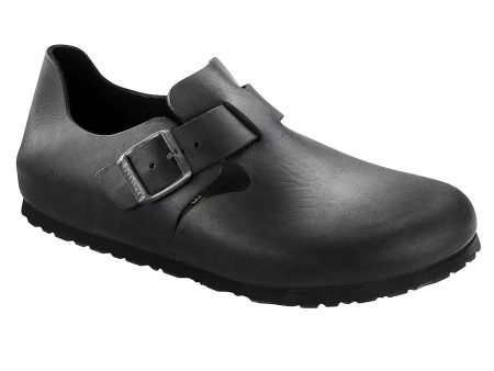 Birkenstock Shoes London Oiled Leather Narrow Fit Black Cheap