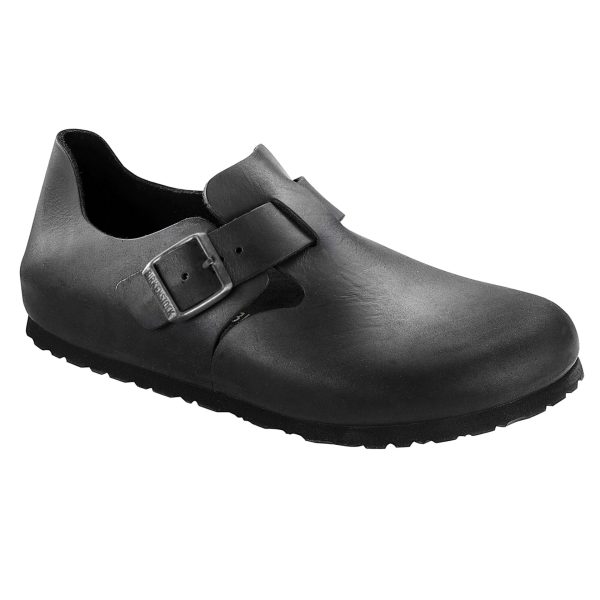 Birkenstock Shoes London Oiled Leather Narrow Fit Black Cheap