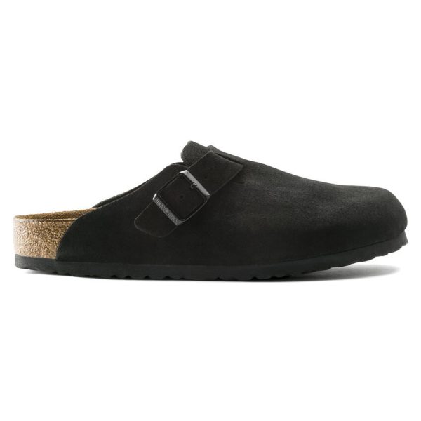 Birkenstock Boston Regular Fit Soft Footbed Suede Leather Black Online now