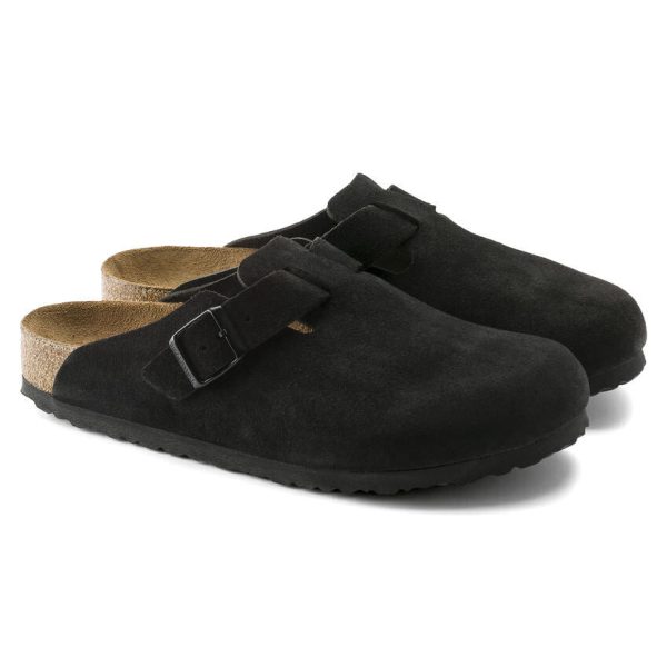 Birkenstock Boston Regular Fit Soft Footbed Suede Leather Black Online now