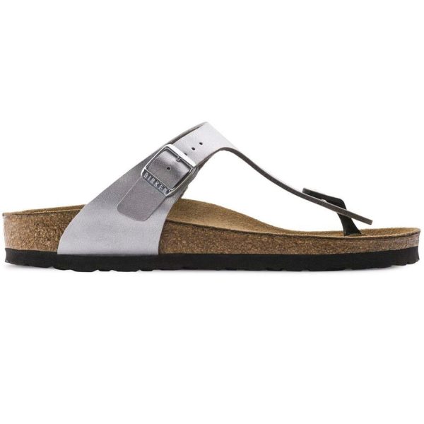 Birkenstock Classic Gizeh Birko-Flor Narrow Fit Silver Cheap