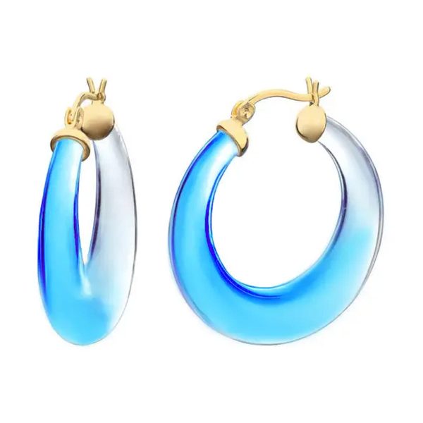 Gold & Honey Clear Graduated Hoops Aqua Online Hot Sale