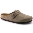 Birkenstock Boston Regular Fit Soft Footbed Suede Leather Taupe Online Hot Sale