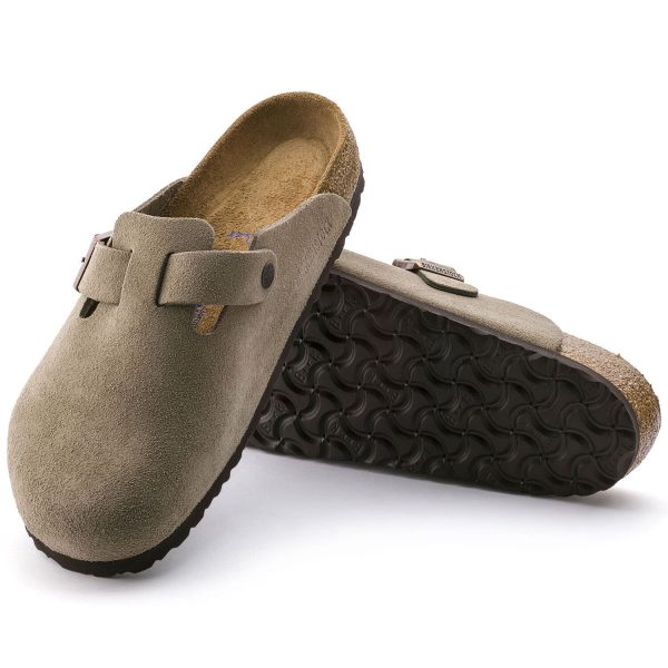 Birkenstock Boston Regular Fit Soft Footbed Suede Leather Taupe Online Hot Sale