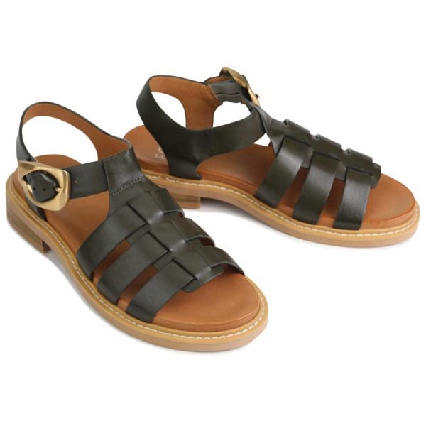 EOS Ornament Sandal Leather Dark Olive Online Hot Sale