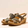 El Naturalista LEAVES Wedge Sandal Natural Grain Leather Khaki Online now