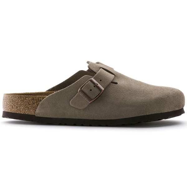 Birkenstock Boston Regular Fit Soft Footbed Suede Leather Taupe Online Hot Sale