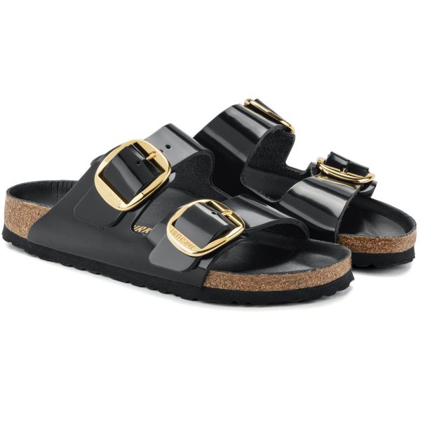 Birkenstock Seasonal Arizona Big Buckle Natural Leather Patent High Shine Black on Sale