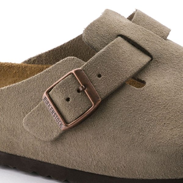 Birkenstock Boston Regular Fit Soft Footbed Suede Leather Taupe Online Hot Sale