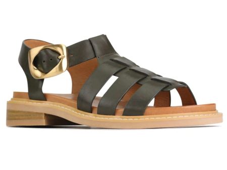 EOS Ornament Sandal Leather Dark Olive Online Hot Sale