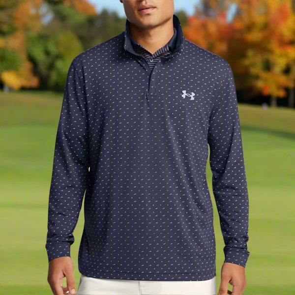 Under Armour Playoff Printed 1 4 Zip Sweater - Midnight Navy White on Sale